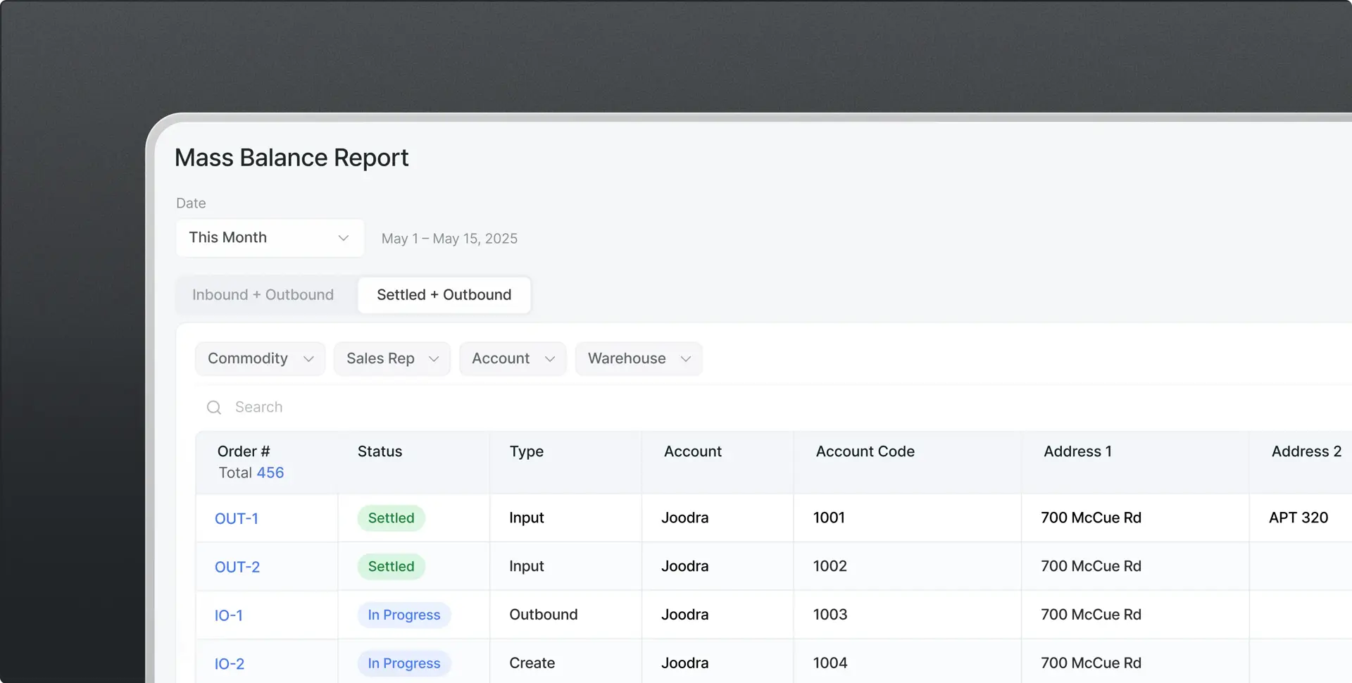 run mass balance report