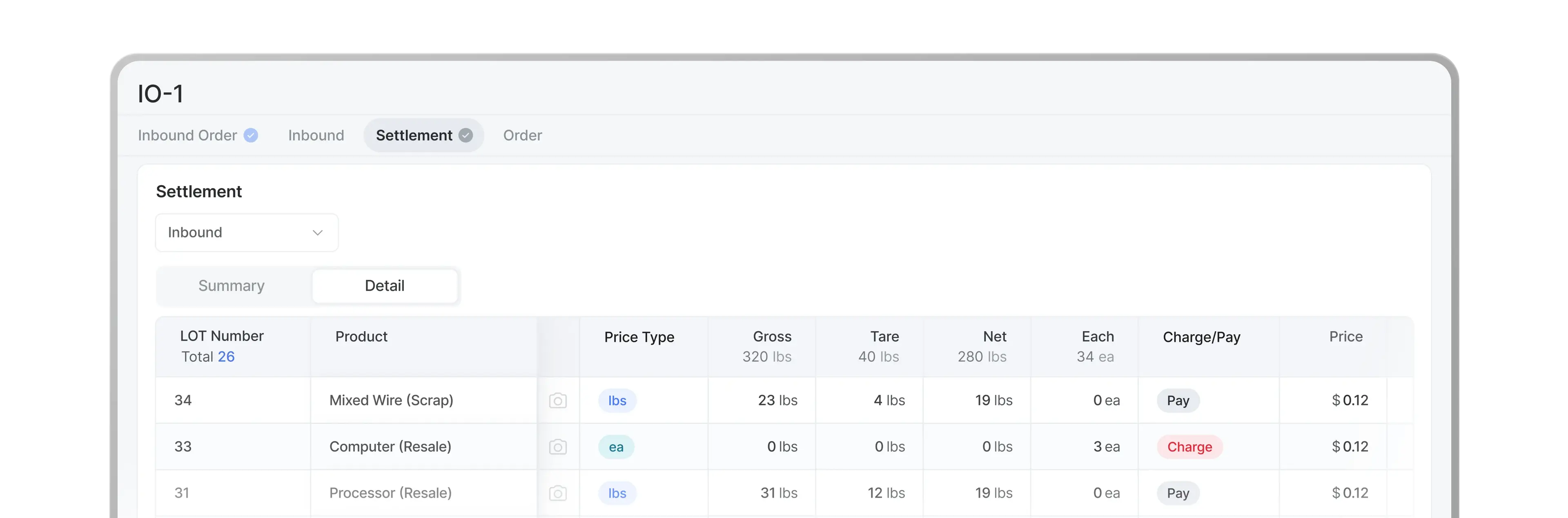Settlement Price Entry
